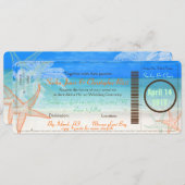 PixDezines Boarding Pass+Beach Wedding Invitations (Devant / Derrière)