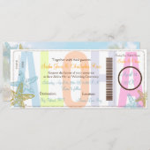 PixDezines Boarding Pass+Beach Wedding Invitations (Devant / Derrière)