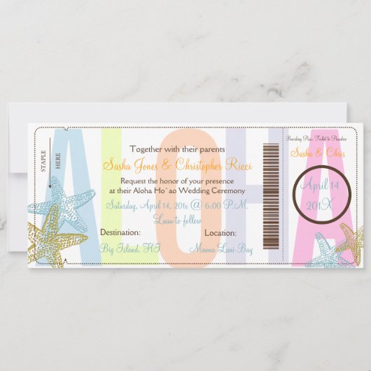 PixDezines Boarding Pass+Beach Wedding Invitations (Devant)