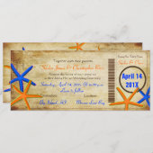 PixDezines Boarding Pass+Beach Wedding Invitations (Devant / Derrière)