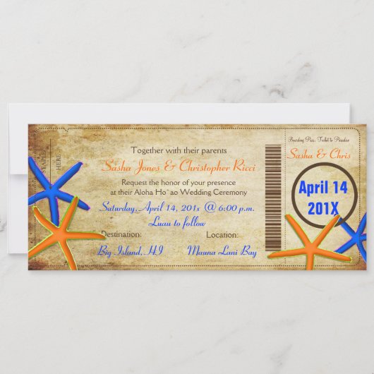 PixDezines Boarding Pass+Beach Wedding Invitations (Devant)