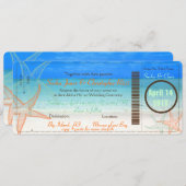 PixDezines Boarding Pass+Beach Wedding Invitations (Devant / Derrière)