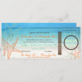 PixDezines Boarding Pass+Beach Wedding Invitations (Devant / Derrière)