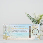 PixDezines Boarding Pass+Beach Wedding Invitting Kaart (Staand voorkant)