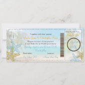 PixDezines Boarding Pass+Beach Wedding Invitting Kaart (Voorkant)