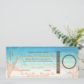 PixDezines Boarding Pass+Beach Wedding Invitting Kaart (Staand voorkant)