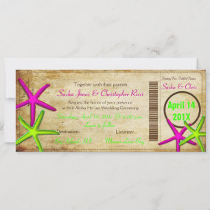 PixDezines Boarding Pass+Beach Wedding Invitting Kaart