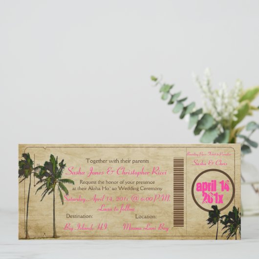 PixDezines Boarding Pass/ tweelingpalmen Kaart (Staand voorkant)