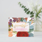 PixDezines Boho Bloemen Waterverf Opslaan Datum Aankondigingskaart (Staand voorkant)