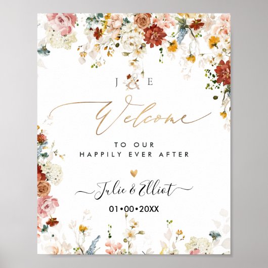 PixDezines Boho Fall Garden Flowers Affiche de bie (Devant)