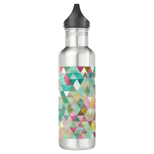PixDezines Boho Geometric / Triangles Pattern Waterfles (Links)