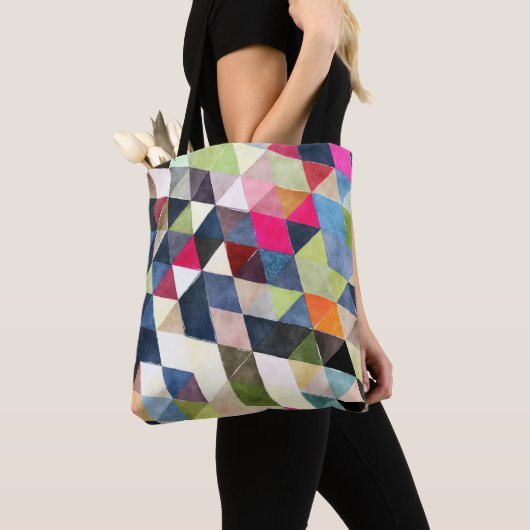 PixDezines Boho geometrisch / driehoeken patroon Tote Bag (Dichtbij)