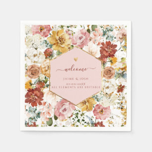 PixDezines Boho H2 Herfst Garden Flowers Napkins Servet