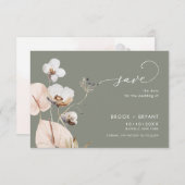 PixDezines Boho H2 Wild Flowers Sage Save The Date (Voorkant / Achterkant)