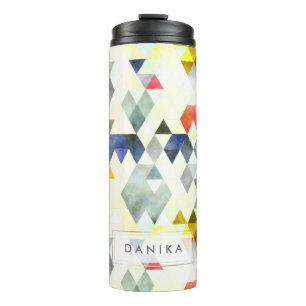PixDezines Boho Watercolor Geometrisch/Driehoeken Thermosbeker