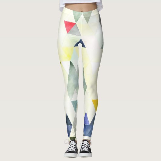 PixDezines Boho Waterverf Geometrisch/Driehoeken Leggings (Voorkant)