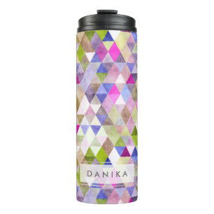 PixDezines Boho Waterverf Geometrisch/Driehoeken Thermosbeker