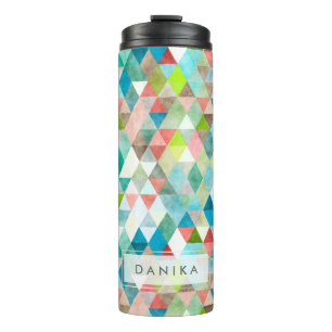 PixDezines Boho Waterverf Geometrisch/Driehoeken Thermosbeker