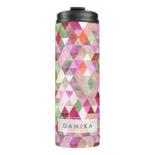 PixDezines Boho Waterverf Geometrisch/Driehoeken Thermosbeker