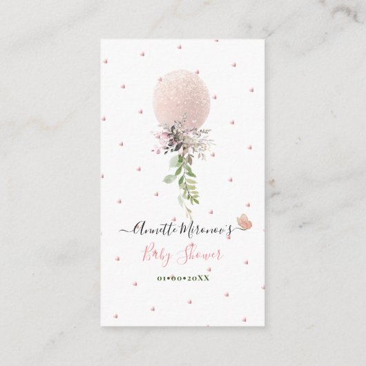 PixDezines Book Request, Glitter blushRose Balloon Informatiekaartje (Achterkant)