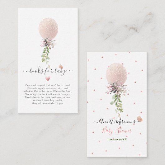 PixDezines Book Request, Glitter blushRose Balloon Informatiekaartje (Voorkant / Achterkant)