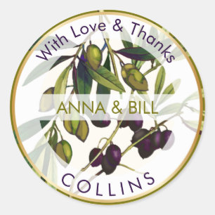 PixDezines Botanische Olijven/DIY Bedankt Ronde Sticker