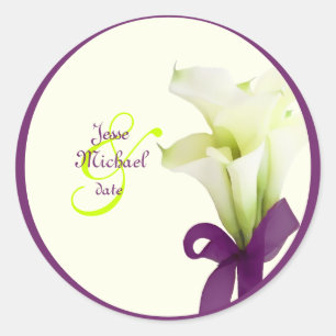 PixDezines bouquet, witte calla lilies Ronde Sticker
