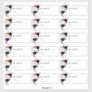 PixDezines Bourgogne Rose  individuel Étiquette d'