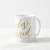 PixDezines Bridesmaid Marble+Faux Gold/Script Koffiemok (Voorkant rechts)