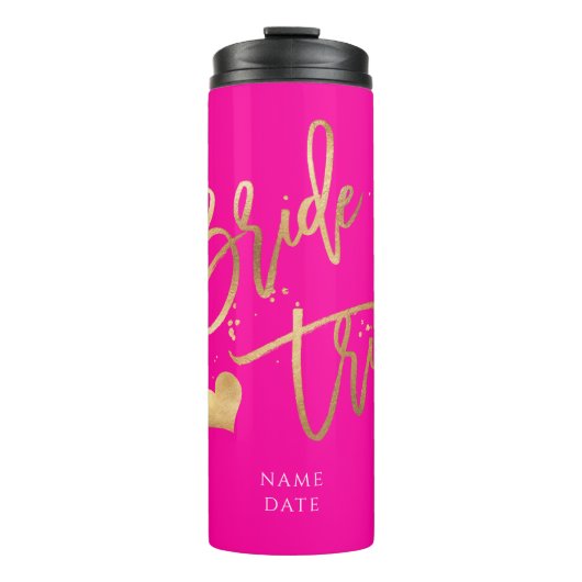 PixDezines Bruid Tribe Faux Gold Modern Script Thermosbeker (Voorkant)