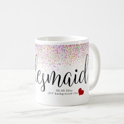 PixDezines Bruidsmeisje+Confetti Koffiemok (Voorkant rechts)