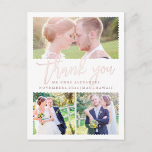 PixDezines Bruiloft Dank u/Blush Roze Script Briefkaart
