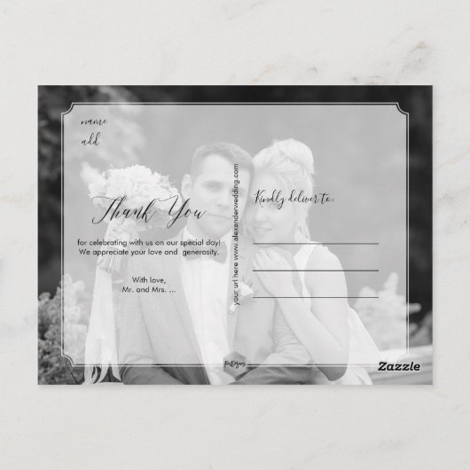 PixDezines Bruiloft Dank u / Faux Gold Kalligrafie Briefkaart (Achterkant)