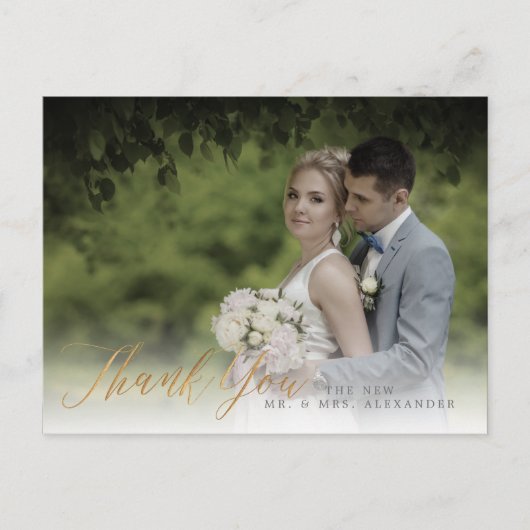 PixDezines Bruiloft Dank u / Faux Gold Kalligrafie Briefkaart (Voorkant)