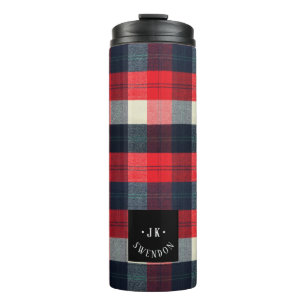 PixDezines Buffalo Plaid, Lumber Jack Monogram Thermosbeker