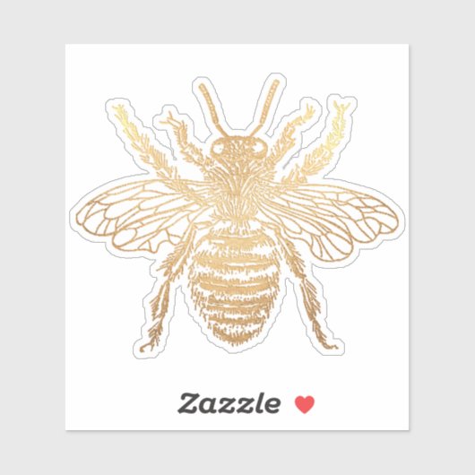 PixDezines Bumble Bee, Faux Gold Sticker (Vel)