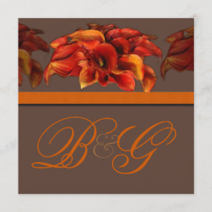 PixDezines BURNT ORANJE CALLA LILY INVITATIONS Kaart