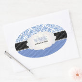 PixDezines celeste damast/DIY achtergrond kleur Ovale Sticker (Envelop)