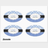 PixDezines celeste damast/DIY achtergrond kleur Ovale Sticker (Vel)