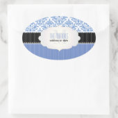 PixDezines celeste damast/DIY achtergrond kleur Ovale Sticker (Tas)