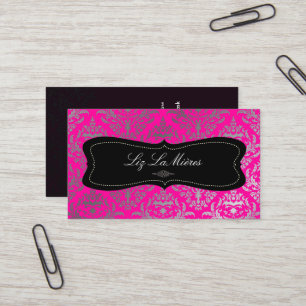 PixDezines Céline Damask/Faux Silver/DIY kleur Visitekaartje
