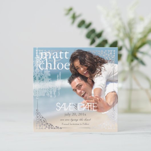 PixDezines Chadelier+Filigree/save date Save The Date (Staand voorkant)