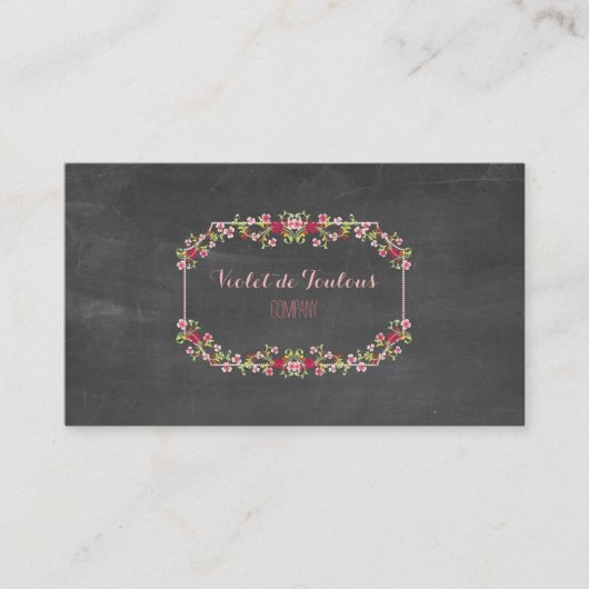 PixDezines Chalkboard+Petite Fleurs Visitekaartje (Voorkant)