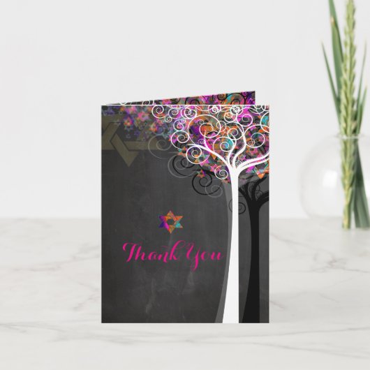 PixDezines Chalkboard Tree of Life/Hartelijk dank Bedankkaart (Voorkant)