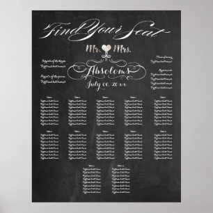 PixDezines Chalkboard vind uw zitplaats/zitplaatsk Poster