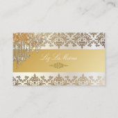 PixDezines Chandelier + Damask/pearly white Visitekaartje (Achterkant)