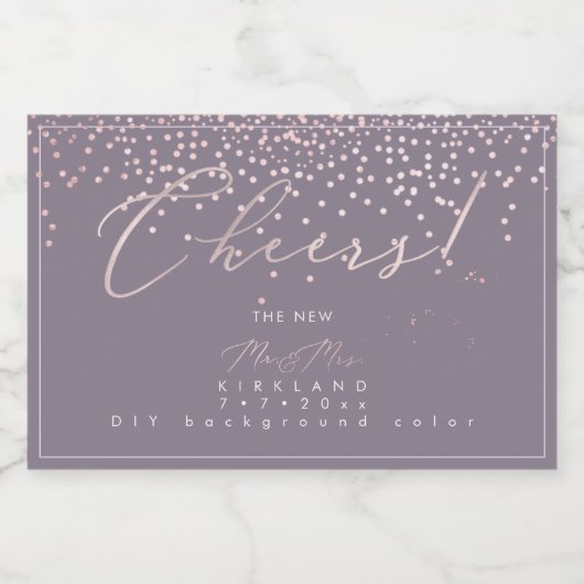PixDezines Cheers Blush Roze Confetti DIY achtergr Sparkling Wijnetiket (Enkel label)