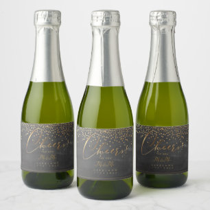 PixDezines Cheers Chalkboard+Faux Gold Confetti Sparkling Wijnetiket