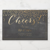 PixDezines Cheers Chalkboard+Faux Gold Confetti Sparkling Wijnetiket (Enkel label)