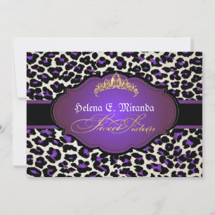 PixDezines cheetah+tiara/zoete zestien Kaart